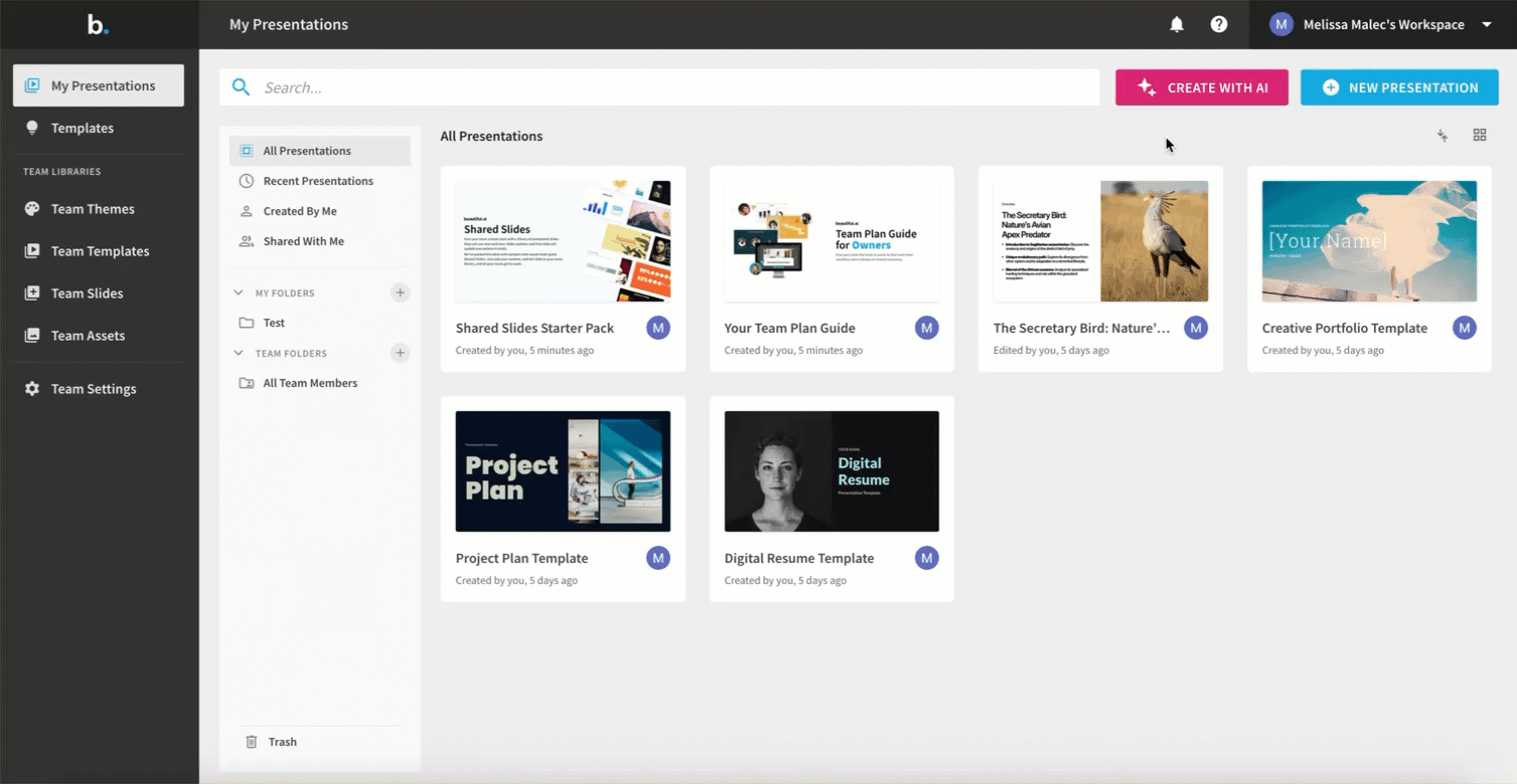 GIF description: Selecting the Team Assets from the Library, clicking on New Asset, searching for an image of birds, updating the asset information, sharing the asset to Team Assets